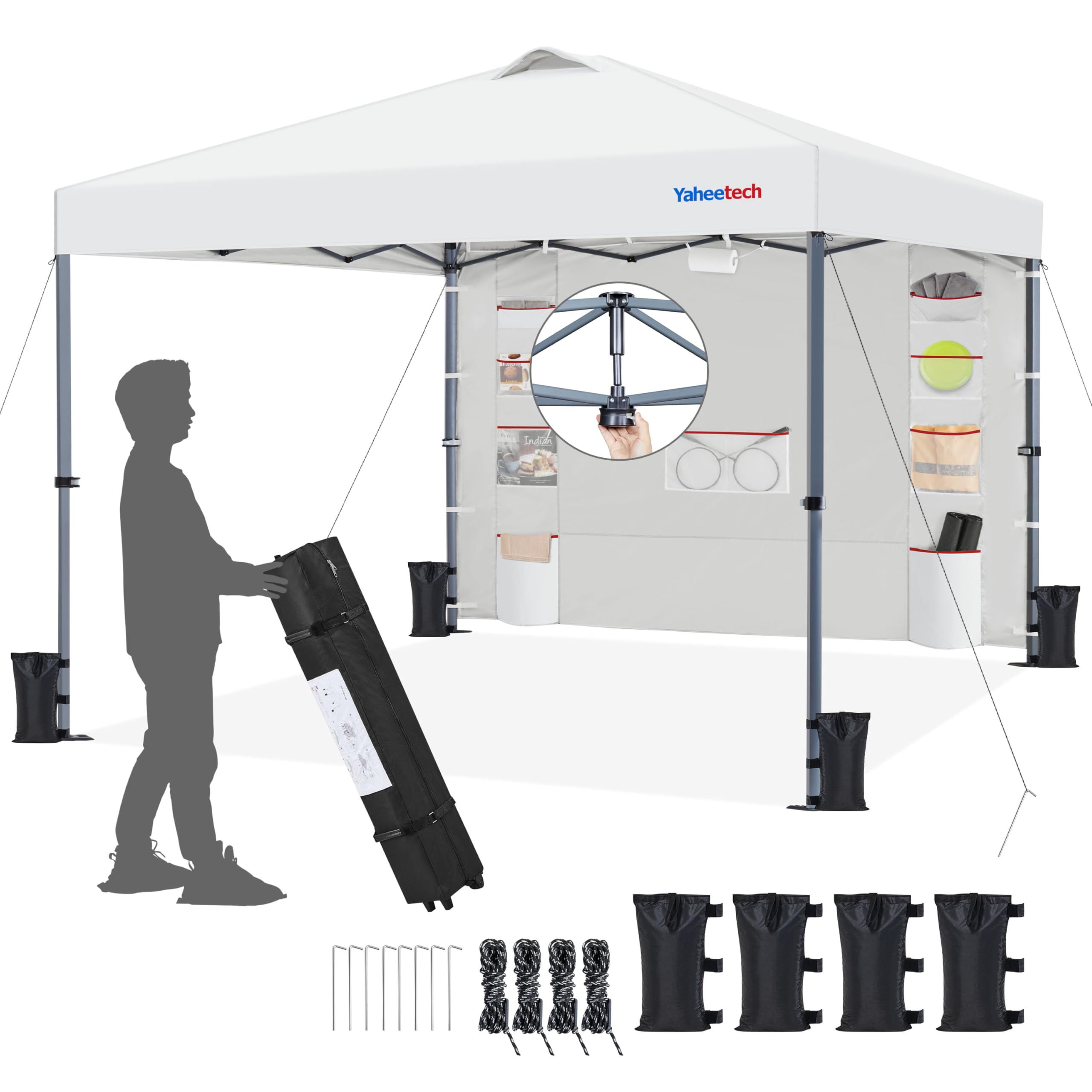 Pavillon Zelt mit Seitenwand & Aufbewahrungstaschen aus Mesh-Gewebe Pop-Up-Pavillon