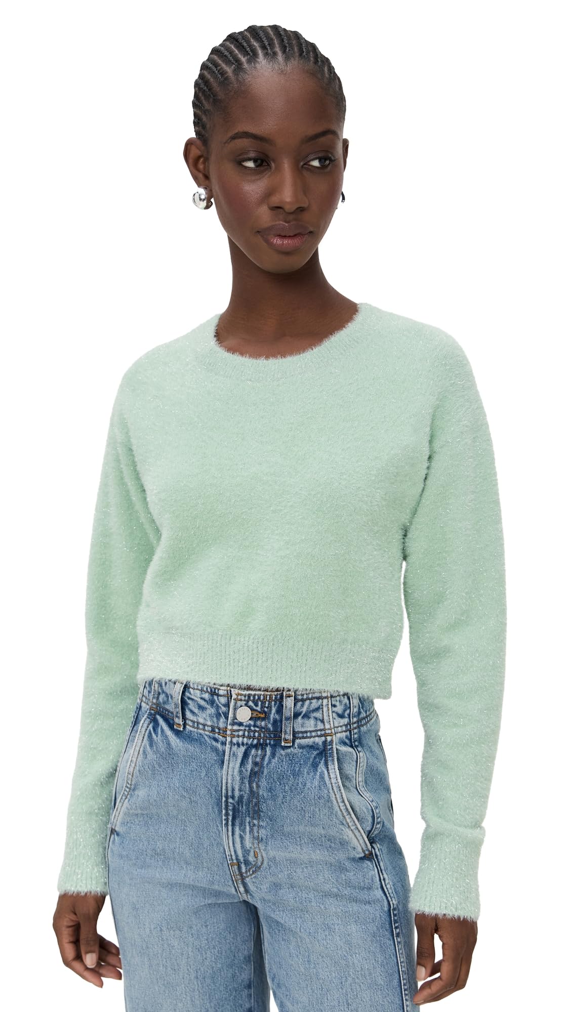 LE BOP Womens Tinsel Cropped Sweater