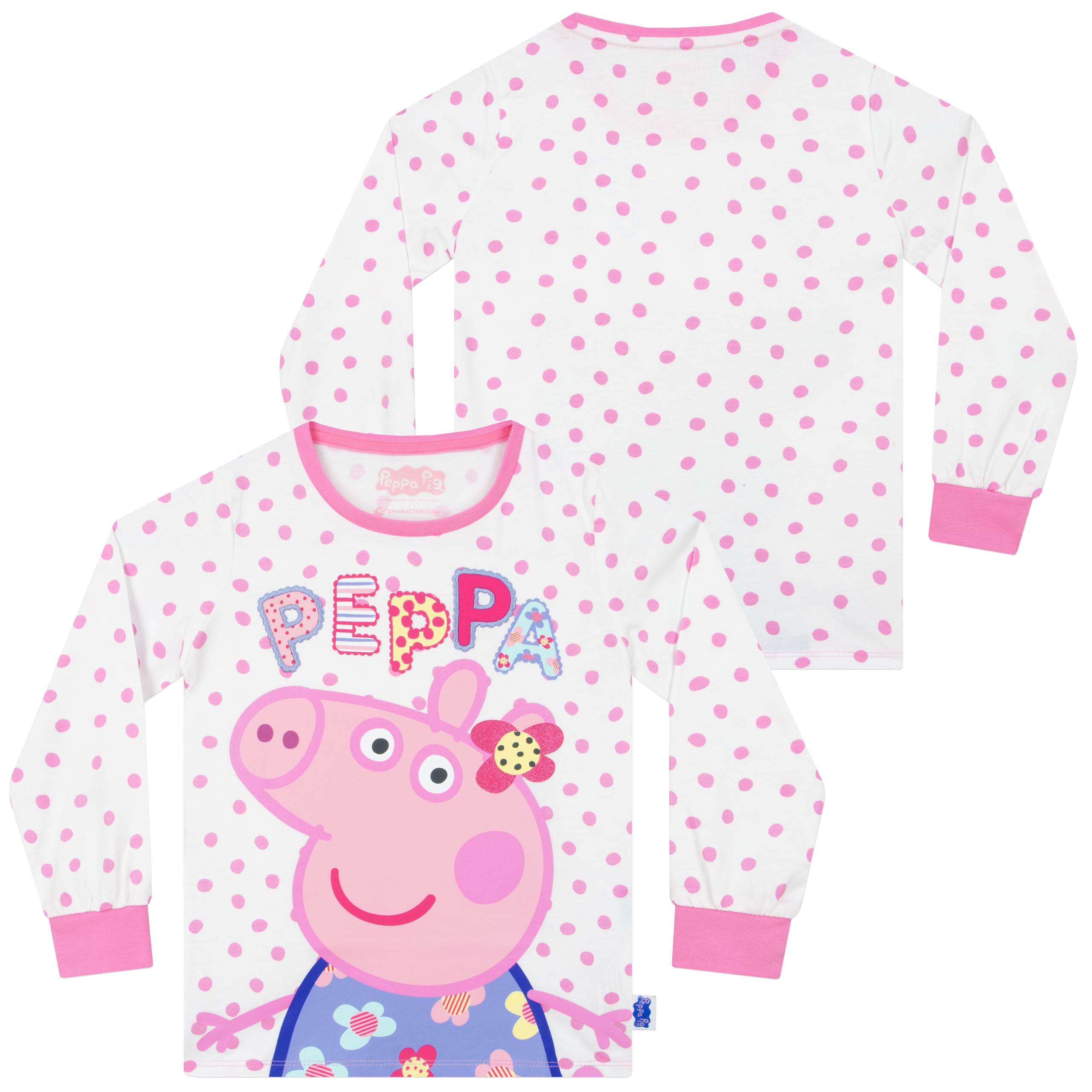 Peppa Pig Pijama Niña | Pijamas Invierno Niñas con Diseño de Flores