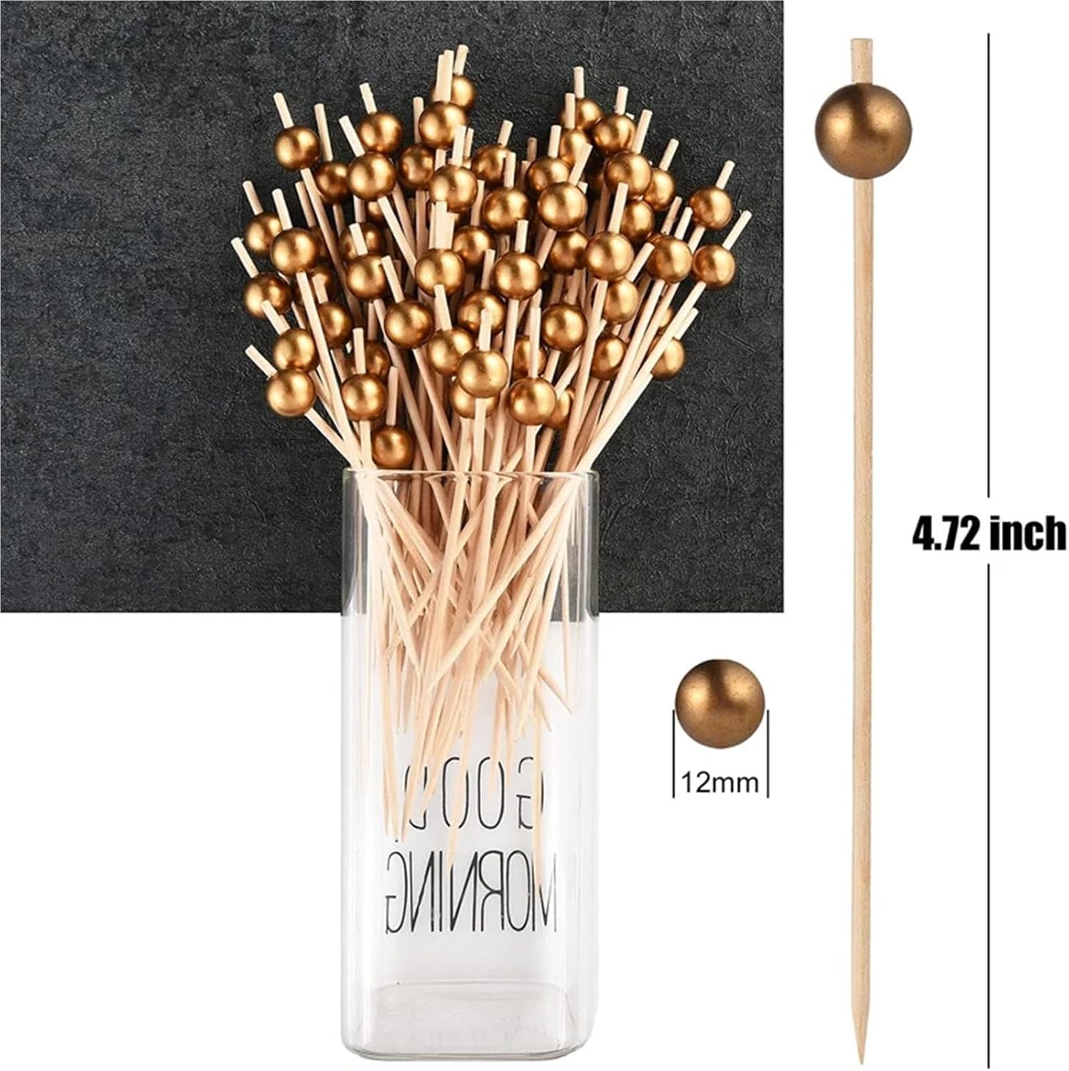 Cocktail Picks 300pcs Cocktail Picks, Gold Pearl Fancy Toothpicks Wooden Food(Gold)
