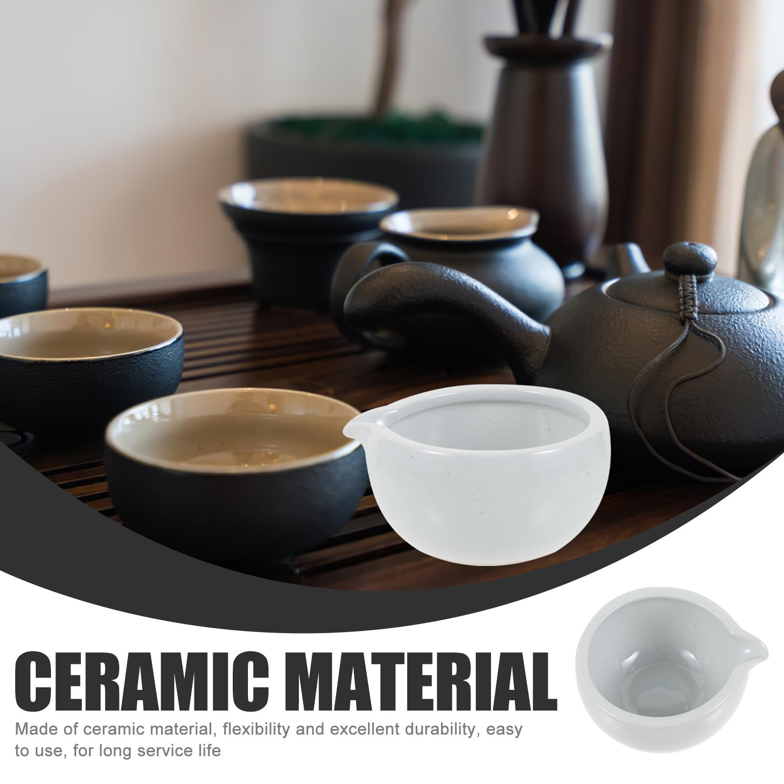 Operitacx Cuenco de Matcha Japonés de Cerámica Blanco con Pico Vertedor y Capacidad de 525ml, Fácil de Usar para Ceremonia del Té en Casa o Casa de Té Tradicional