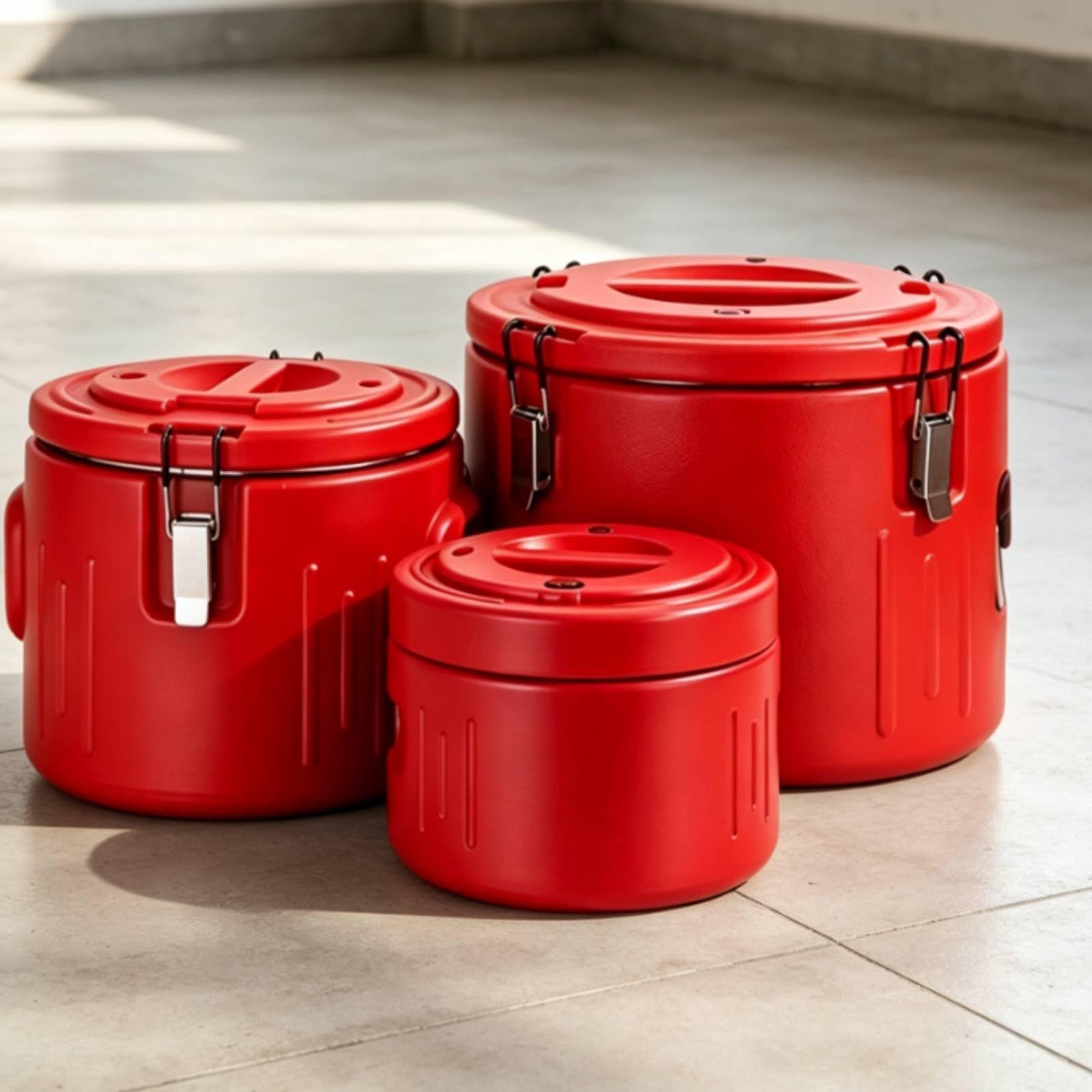 3 Piezas Cubeta Térmica Aislada Recipiente Conservación Alimentos Asas Interior Inoxidable Aislante Adecuado para Servicio de Comidas Hogar, Verde, Verde, Juego De 3 Piezas 5L/20L/40L