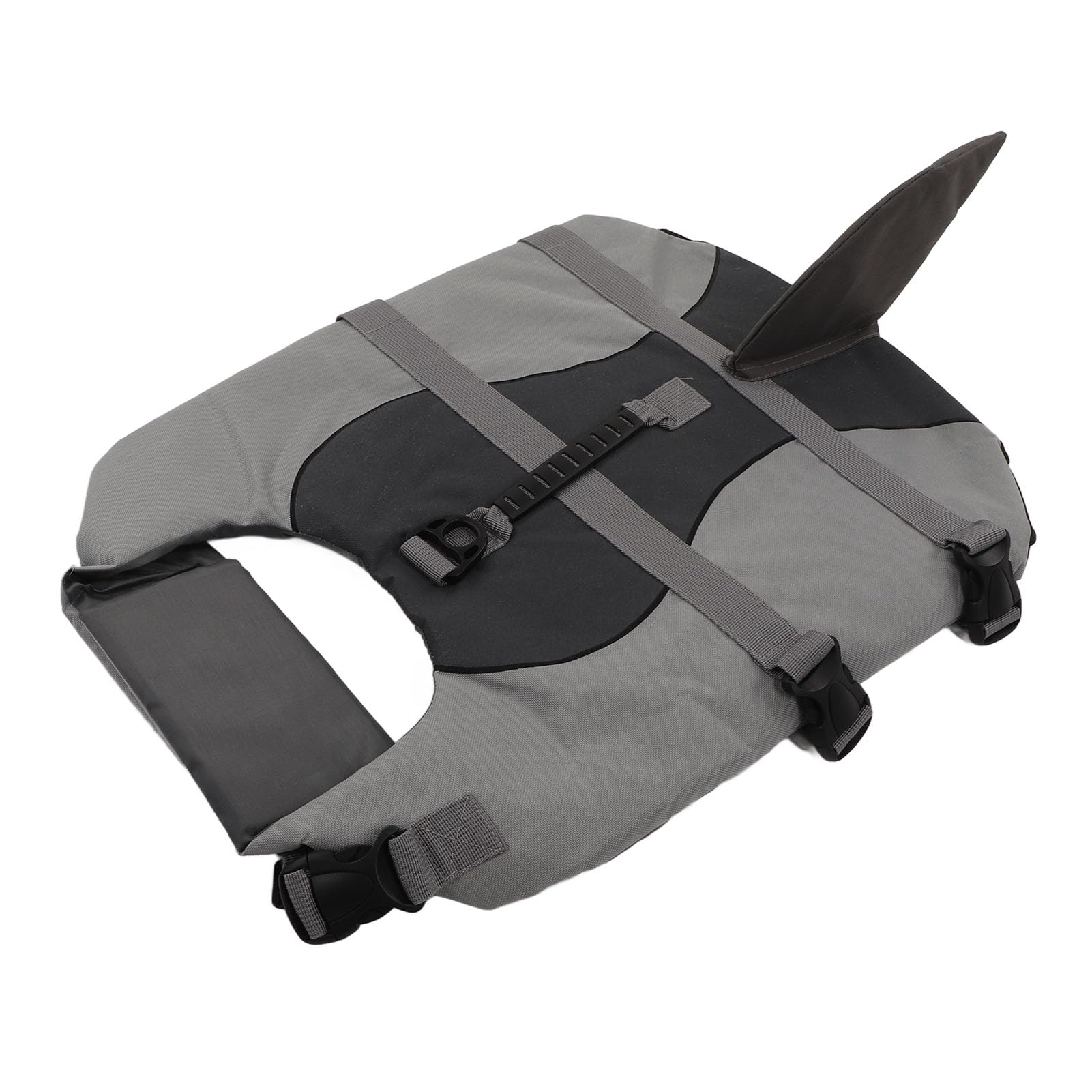 Dog Life Vest Adjustable Safe Pet Floatation Jacket with Back Handle D Ring for Beach Boating Swimming Gray (M)