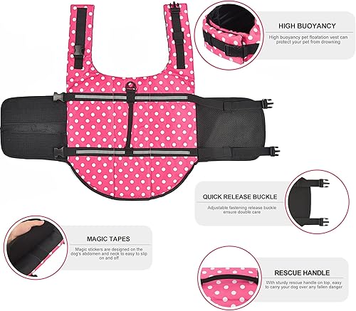 Miniatura 4 de Dogcheer Chaleco salvavidas para perro, tejido Ripstop, reflectante y ajustable, chaleco salvavidas para nadar en lancha, chaleco salvavidas para