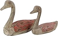 Deco79 Coastal Wood Duck Statues Set of 2 - Brown Distressed Sculptures, 13" & 11" Home Decor Accents