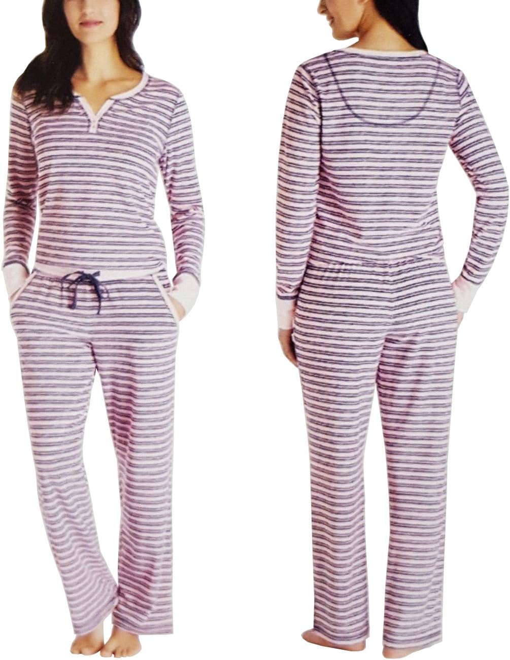 Nautica Women's 2 Piece Fleece Pajama Sleepwear Set (Pink Stripe, XXL) - Image 2
