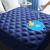 Vista 12 de Protector de colchón acolchado tamaño matrimonial, transpirable, impermeable, con bolsillo profundo ajustable de 8 a 21 pulgadas, funda de colchón