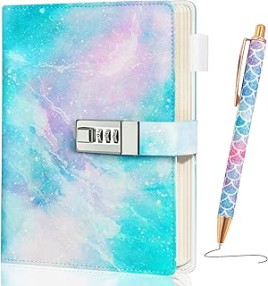 Diary with Lock for Girls Age 8-12, A5 Sectet Journal with Lock, 192 Pages Password Notebook Lock Diary with Pen, Preppy Aesthetic Journals Cute Stuff Birthday Gifts for Teen Girls & Women