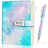 Diary with Lock for Girls Age 8-12, A5 Sectet Journal with Lock, 192 Pages Password Notebook Lock Diary with Pen, Preppy Aesthetic Journals Cute Stuff Birthday Gifts for Teen Girls & Women