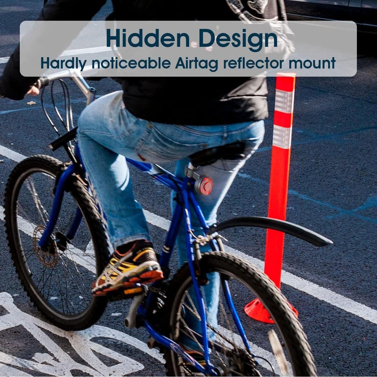 Hidden Air-Tag Bike Mount Compatible with Apple Airtag & Garmin-Varia - Anti-Theft GPS Tracker Bike Reflector Holder for Mountain Bicycle, E-Bike, Scooter, MTB, Fits 22.2mm-31.8mm Seatpost