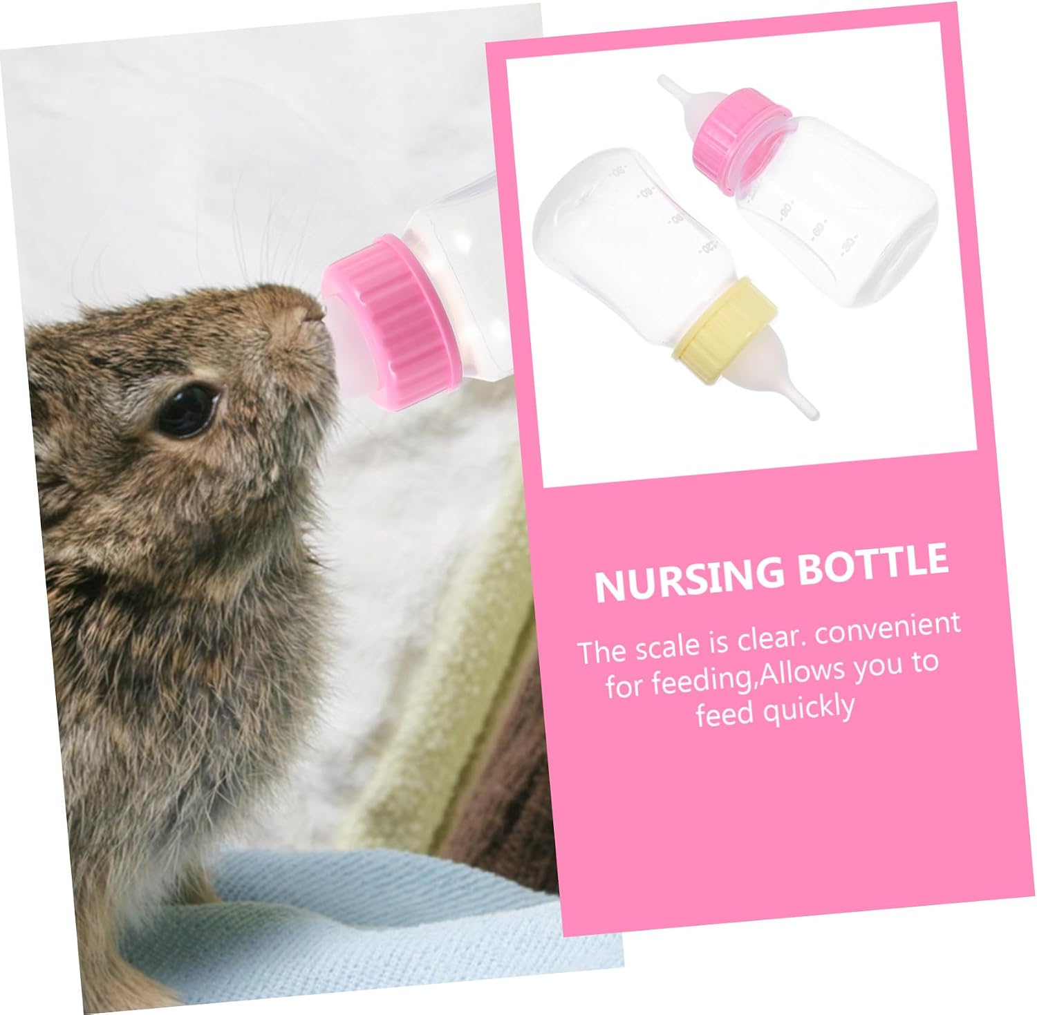 2Pcs Kitten and Puppy Nursing Bottles Small Plastic Feeding Kit for Newborn Pets Leak-Resistant and Portable Pet Feeder for Small Cats and Dogs