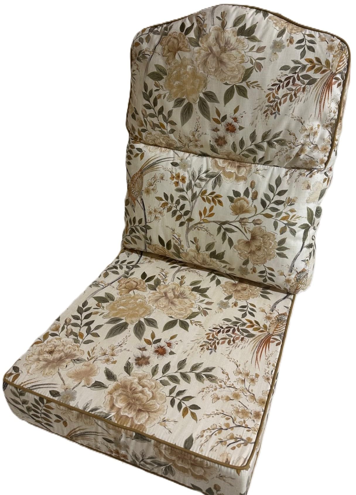 Gilda Replacement Cane Furniture DELUXE PIPED - HUMP TOP CHAIR/SOFA/SUITE CUSHIONS ONLY Wicker Rattan Conservatory (Birds) โ image 1