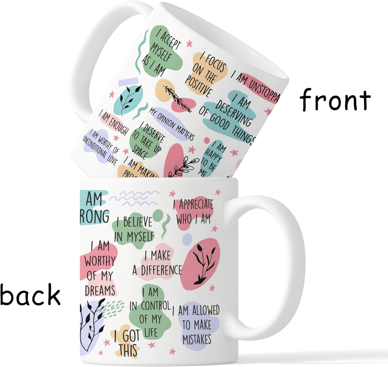 OFlich Inspirational Daily Affirmations Mug - 11oz Ceramic Coffee Mug with Daily Affirmations for Women, Mental Health Gifts, Self Love Gifts - Image 2