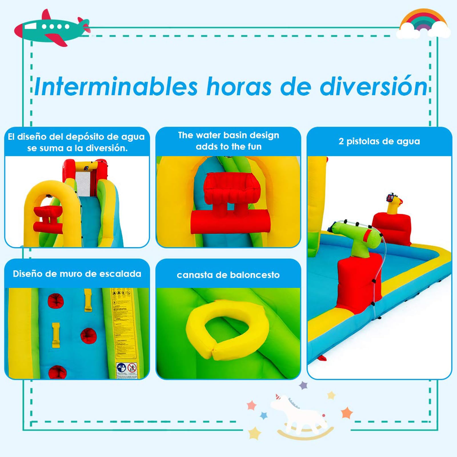 COSTWAY Castillo Hinchable Para Niños Con Tobogán 390x305x240 Cm Parque Acutico Inflable Sin Soplador 39653913 COSTWAY Castillo Hinchable Para Niños Con Tobogán 390x305x240 Cm Parque Acutico Inflable Sin Soplador 39653913