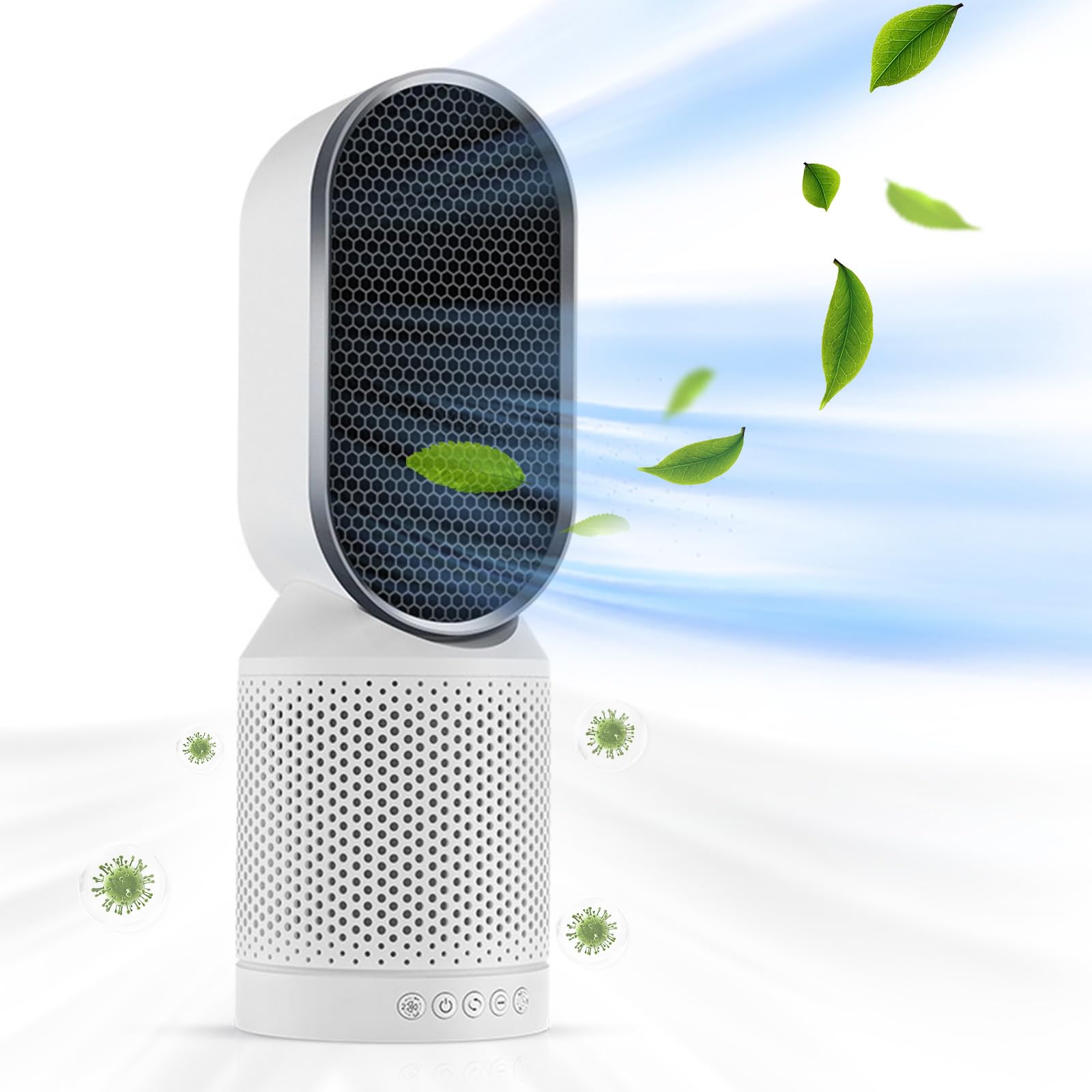 PINREK Portable Air Purifier for Bedroom Home Office - Covers 50m², 40° Rotating Small Air Cleaner with H13 HEPA Filter, Remove 99.97% Allergies Dust Pollen Odor Dander with Anion, AP-F008