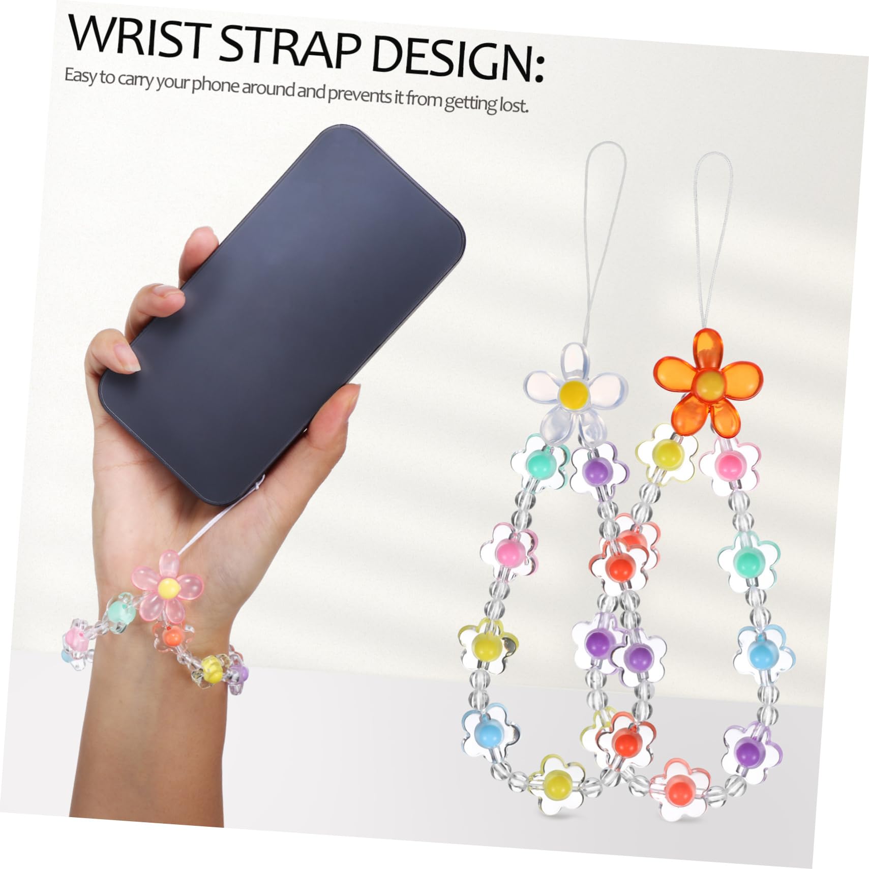 SHINEOFI Chaînes De Téléphone Perles De Fleurs Dragonne De Téléphone Accessoires Élégants Pour Femmes Avec Design Floral Bracelet De Poignet
