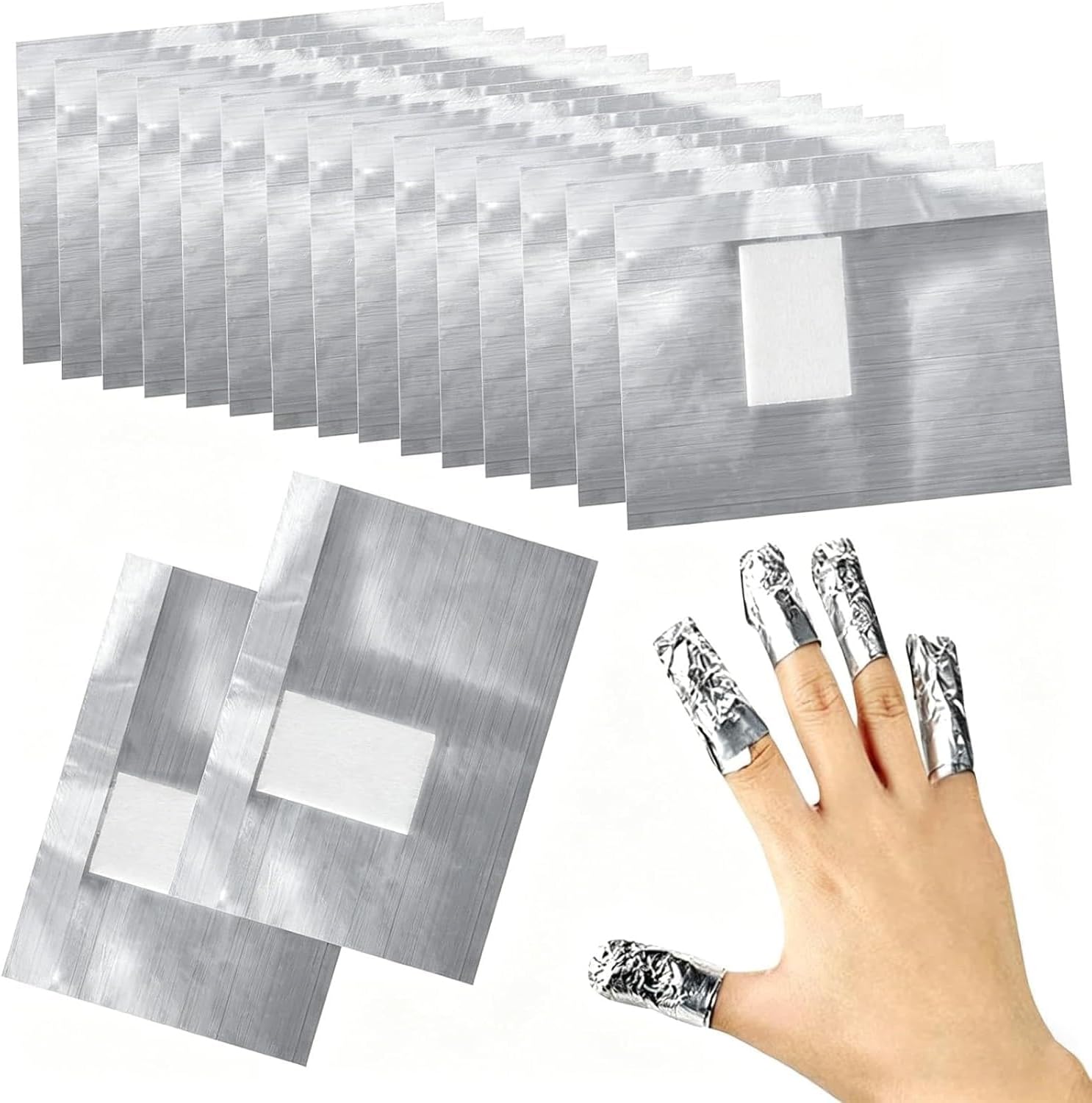 100 Pcs Foil Nail Wraps, Nail Foil Aluminium Wraps Remover for Manicure and Pedicure, Nail Foils for Gel Nails with Pre-attached Lint-Free Cotton Pads, Nail Art Cleaner