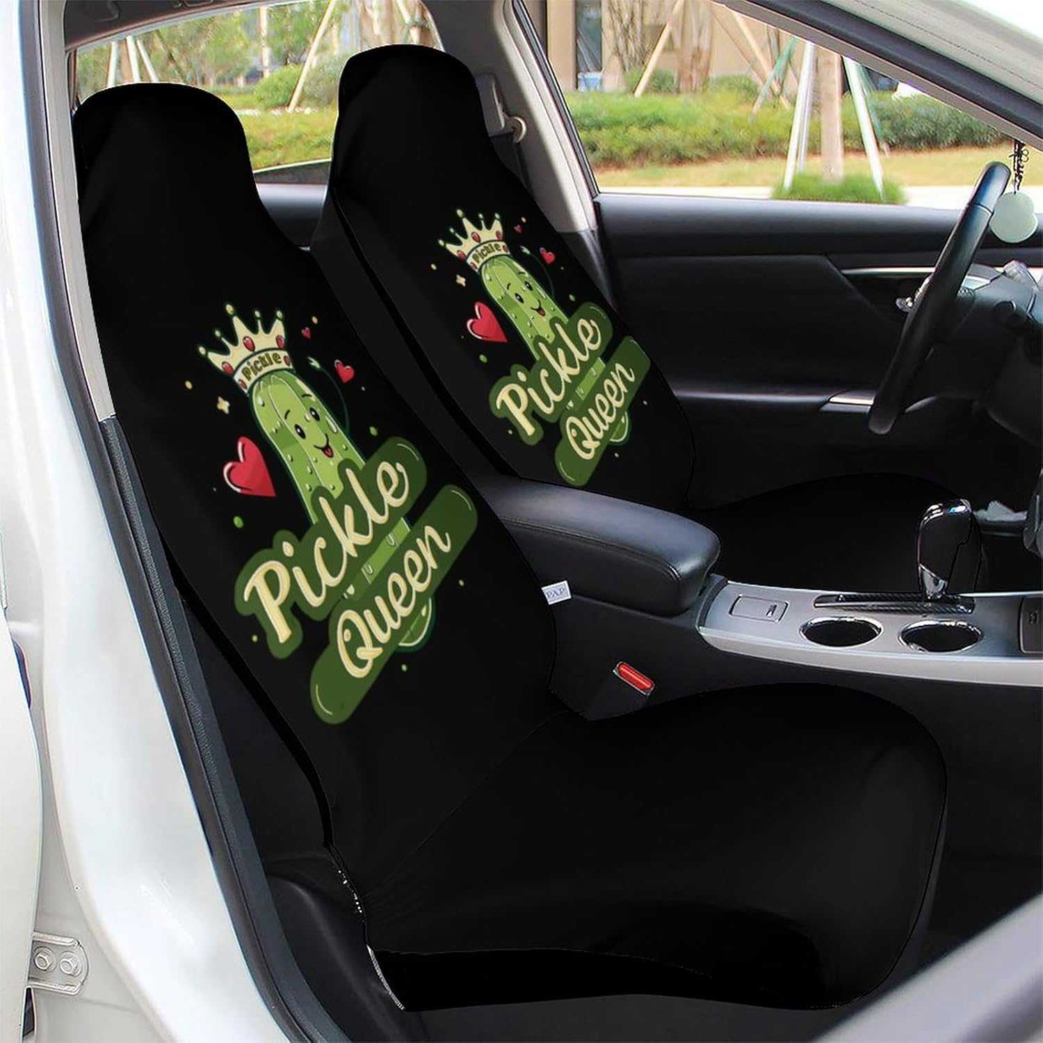 Pickle Queen Funny Cucumber Vegetable Car Seat Covers Automotive Seat Covers Car Seat Protector Auto Front Seats Protector for Most Cars 2PCS
