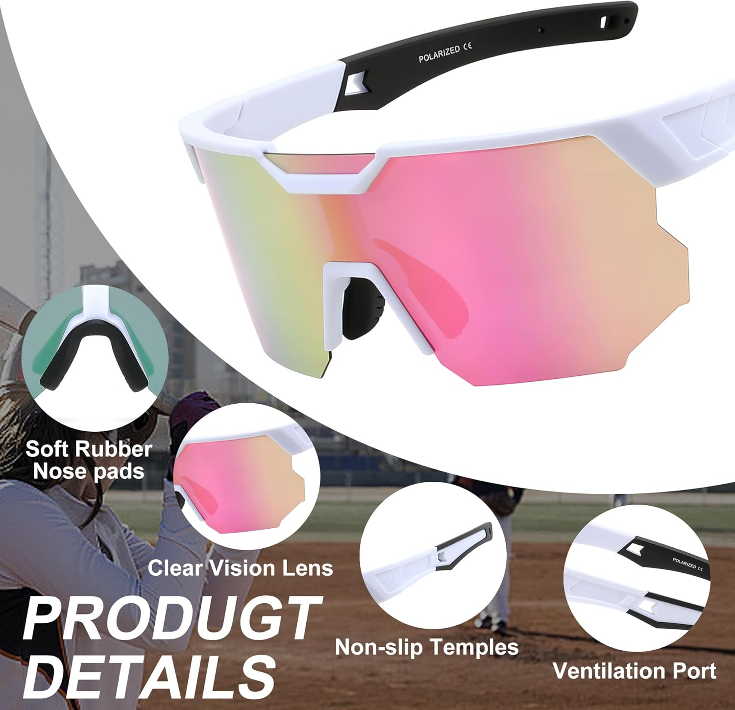 FEISEDY Polarized Sports Sunglasses for Men and Women,UV400 Baseball Sunglasses Youth Cycling Softball Goggles B0206 - Image 5