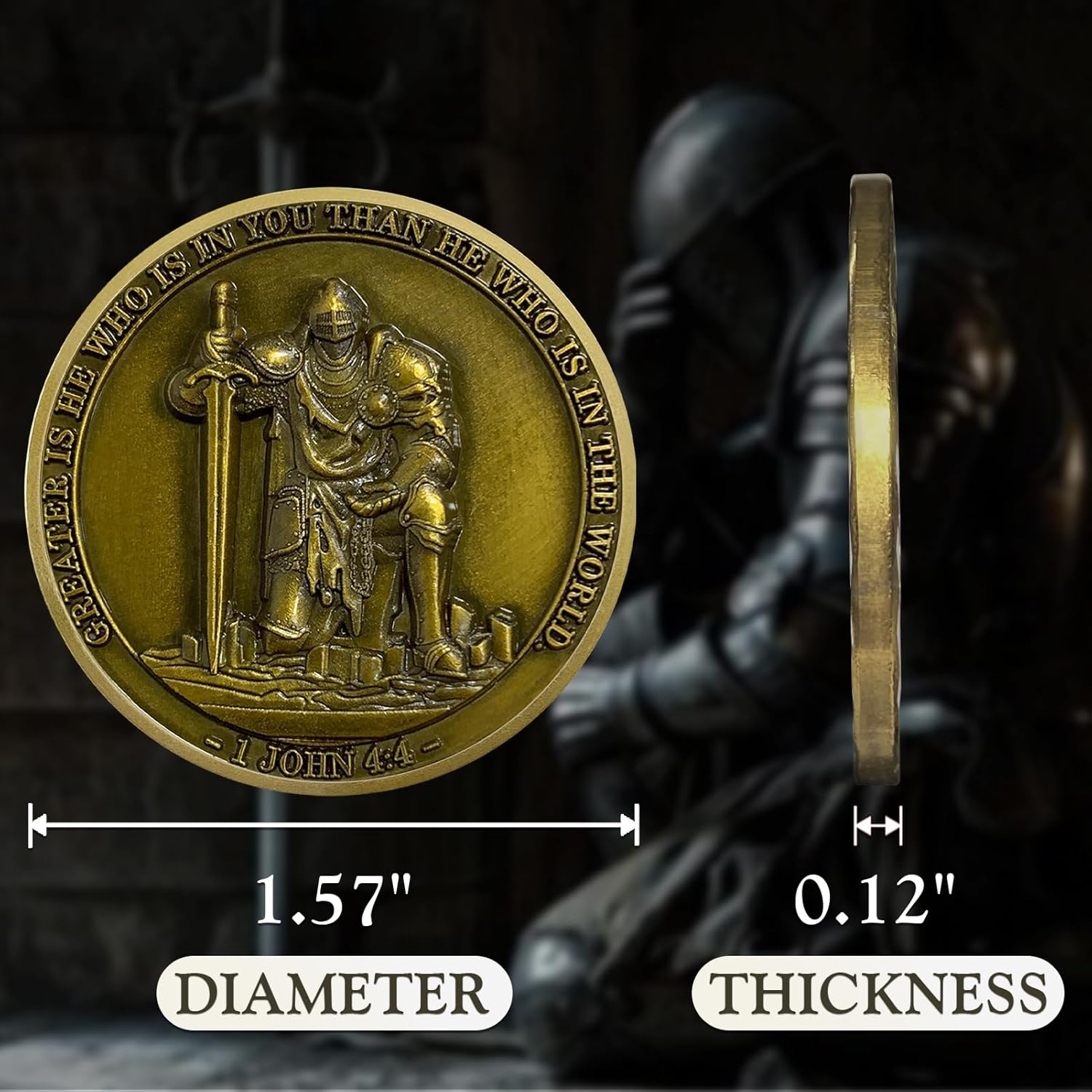 Knight Templar Christian Challenge Coin Bible Verses Philippians 4:16 (5)
