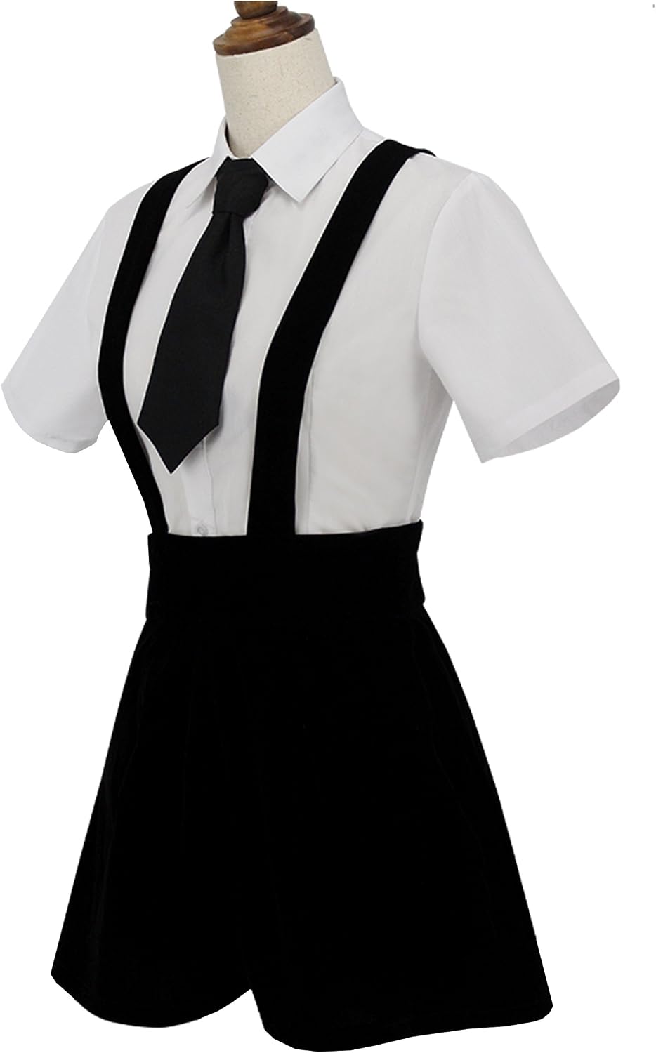 White Shirt Suspender shorts Summer Uniform Cosplay Costume