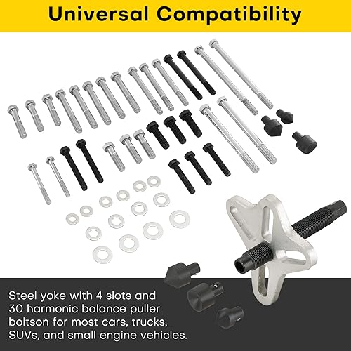 Miniatura 5 de Juego de 46 extractores de equilibrador armónico Juego de herramientas de instalación de polea de dirección asistida, removedor de volante, Rojo