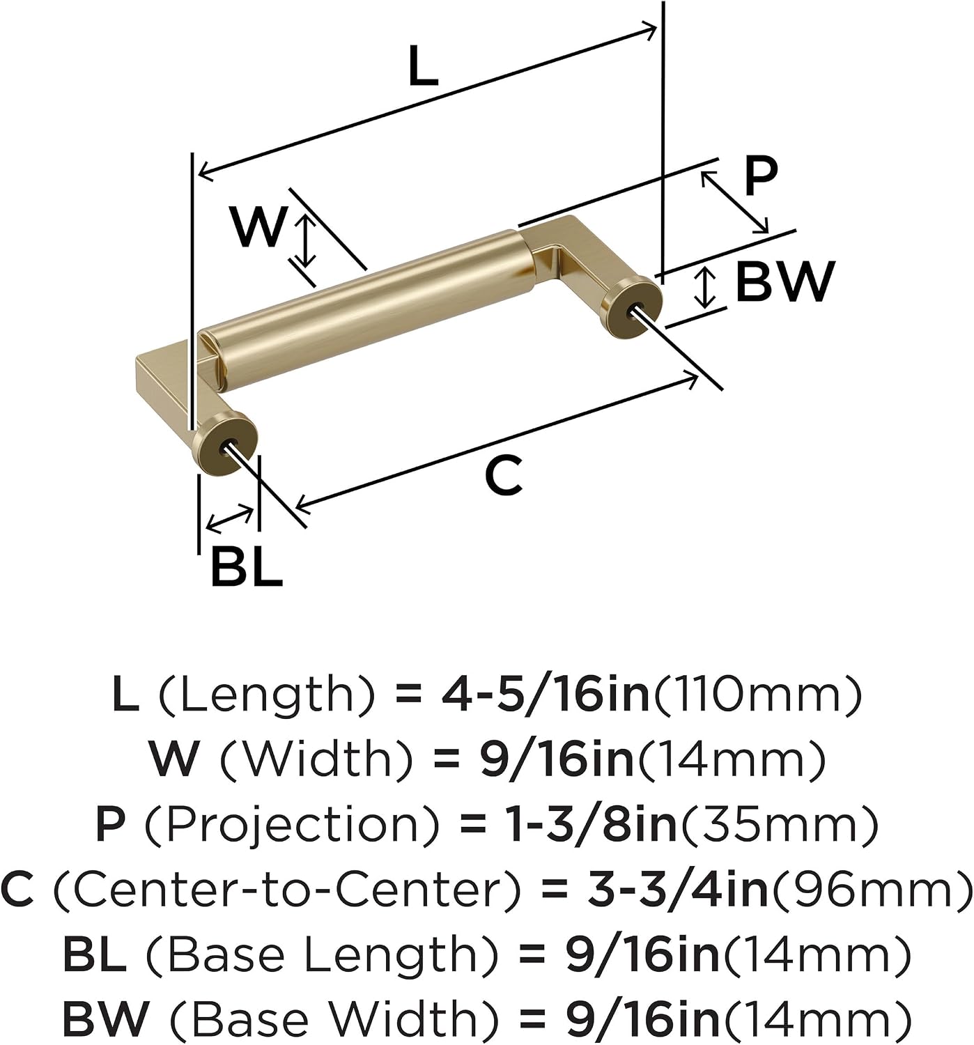 Amerock Balon 3-3/4 inch (96mm) Center-to-Center Golden Champagne Cabinet Pull, BP37483BBZ