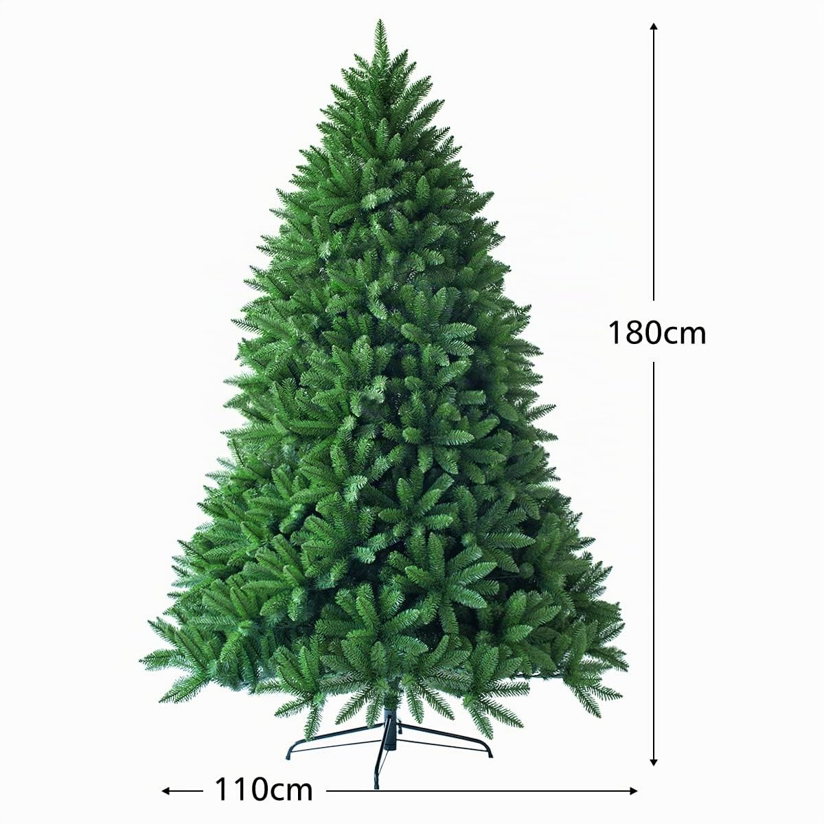 LIFEZEAL Sapin de Noël Artificiel 180 CM à Charnière Léger avec Base Métallique, Arbre de Noël avec 1250 Branches, Sapin de Noël Naturel Décoratf de Fête pour Maison ou Bureau