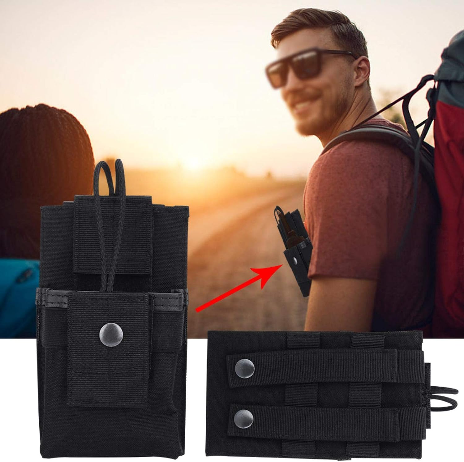 Walkie Talkie Bag Pouch,Portable Nylon Radio Holder Case,Radio Holster Case Holder Pouch,for Outdoor Sports Phone Two Way Radio Walkie Talkie (Black) : Electronics