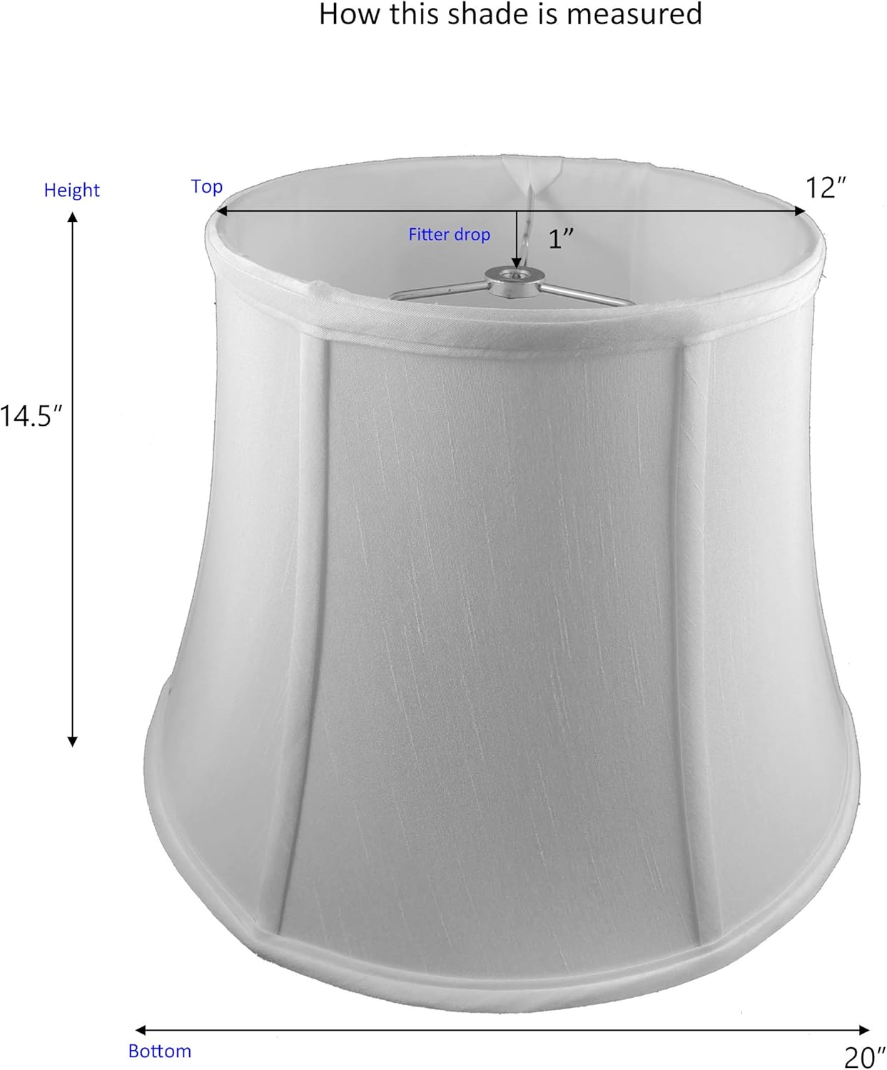 Tор Rаtеd American Pride 12x 20x 14.5 Round Soft Shantung Tailored Lampshade, White