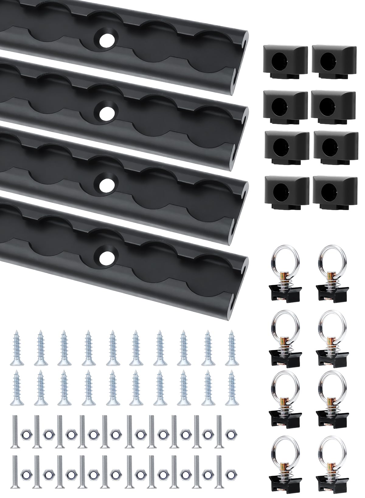 4FT Aluminum L Track Rail (4 Pack) – Heavy Duty Single Slot Track with O-Ring Tie Downs &amp; Mounting Screws, Universal L-Track Tie Down System for Trailer, Van, Truck &amp; RV