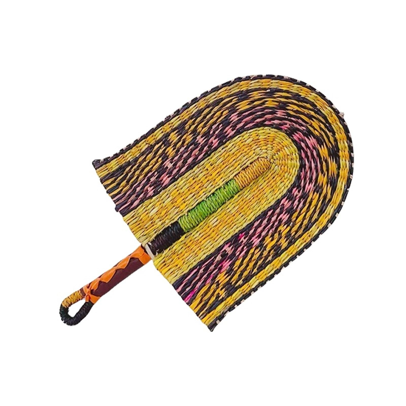 WJLYDM Summer Cooling Cattail Fan Straw Handwoven Grass Home Wall Hanging Decoration Crafts(Color2)