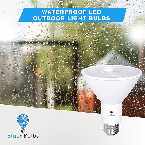 Miniatura 2 de PAR30 - Paquete de 2 bombillas LED de inundación para exteriores, 12 W, equivalente a 100 W, 900 lúmenes, regulables, impermeables, E26, 4000 K,
