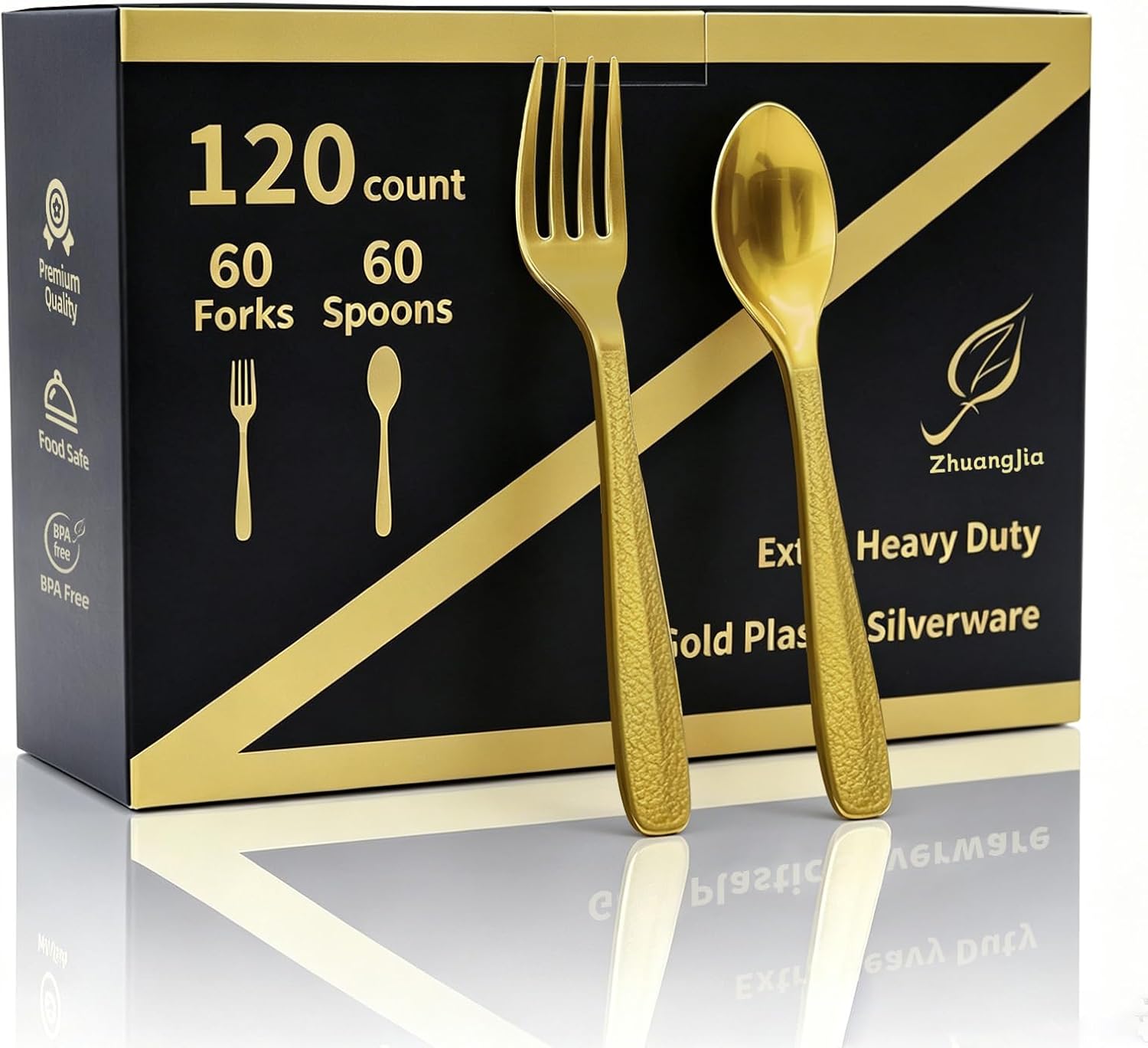 120 Count Heavy Duty Disposable Gold Plastic Silverware Set
