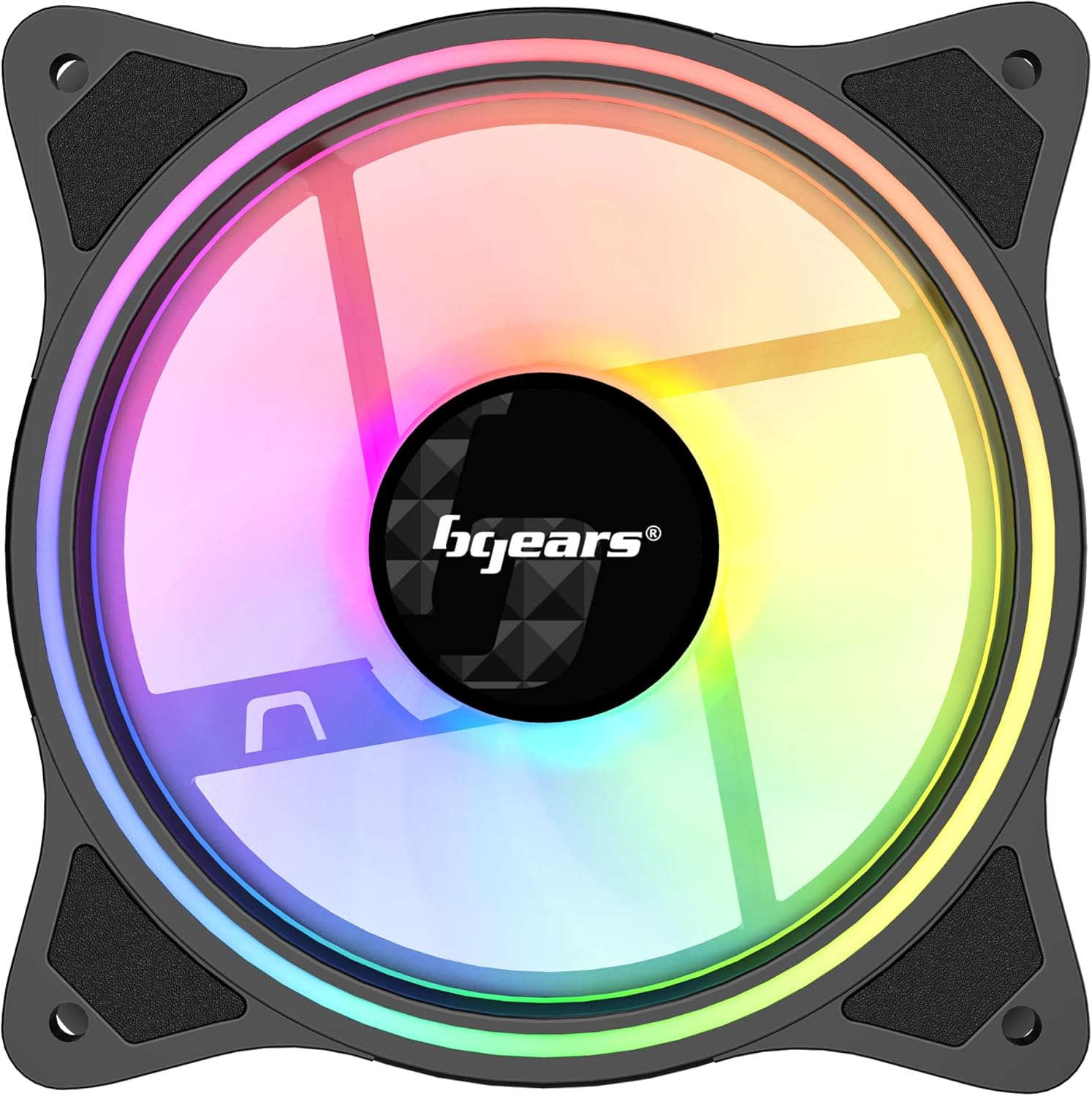 Bgears b-BlackWidow-RGB Black Gaming PC ATX case, Special Ripple Effect Front Panel, Tempered Glass Side. 2 x USB3.0, 3 x PWM 120mm ARGB Fans, Fan Controller with Remote, Support up to EATX Board