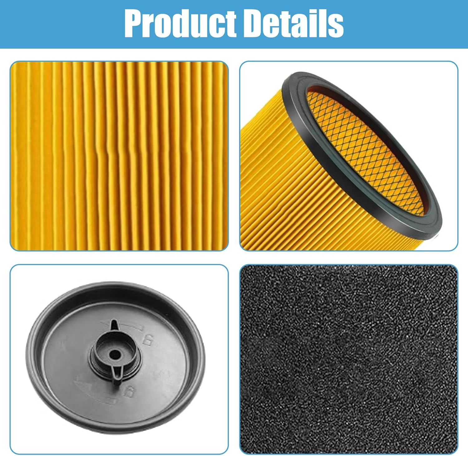 MZY LLC 2 Pack Replacement Filter for Vacmaster Standard Cartridge Filter, 5-20 Gallon Hart Shop Vac Filter, Vac Master VCFS Filters for Shop-Vac Wet/Dry Vacuums, with 2 Foam Sleeve