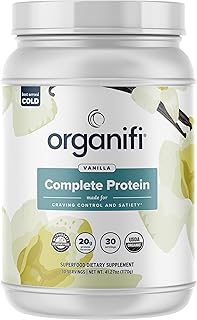 Organifi: Complete Protein Vanilla Flavor - Organic Vegan Plant Based Protein Powder - 30 Day Supply - Supports Craving Co...