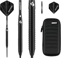 Champify 90% Volfrám Darts Készlet Fekete Táskával - 3 Steel Nyíl, 9 Alumínium Szár és 9 Toll - 23g Nighthawk Profi Szett Fém Hegyekkel 1