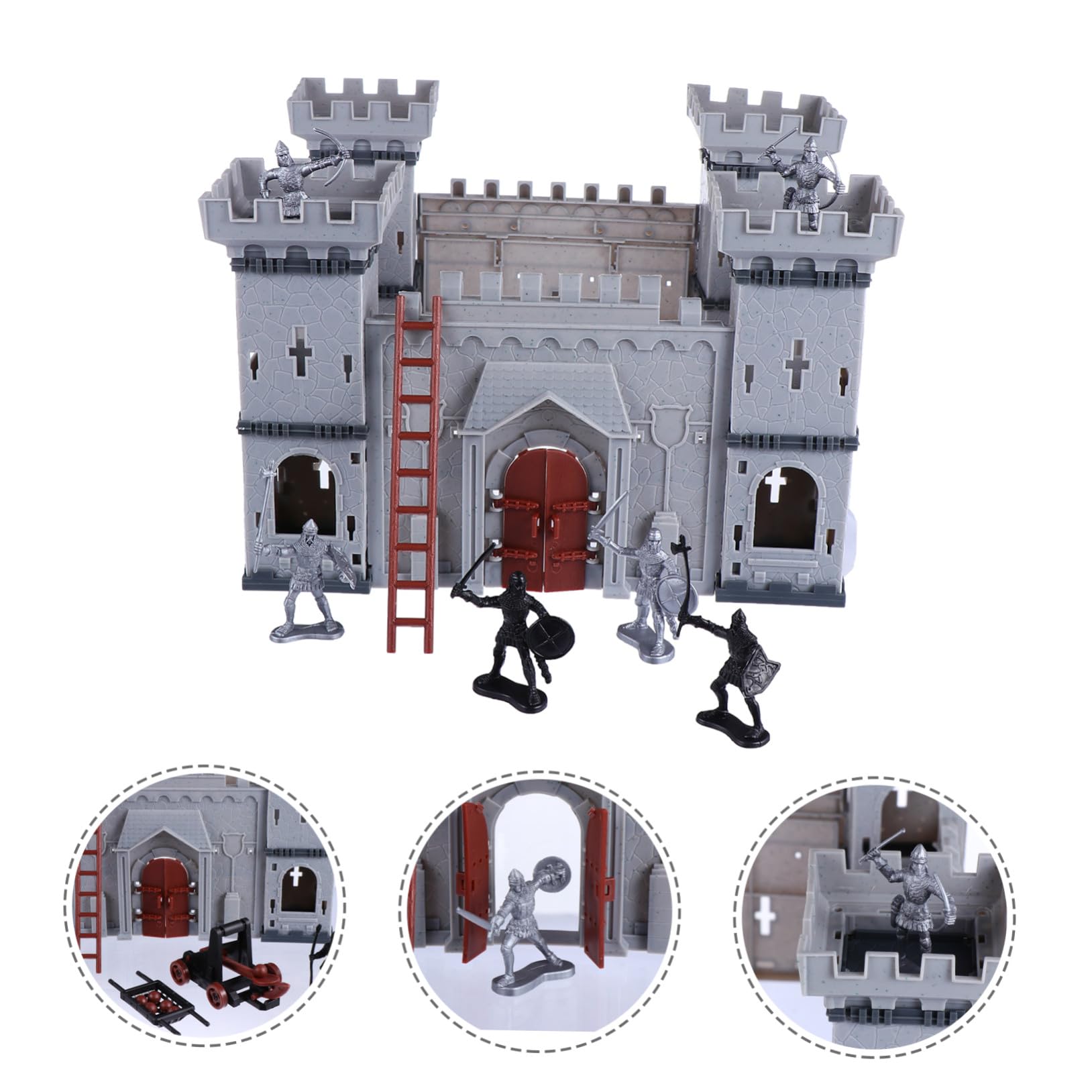 Milisten Castillo de Juguete para Niño Soldados Antiguos y Caballeros, Modelo Ensamblado para Construir, Juego Educativo de Escenas DIY para Niños