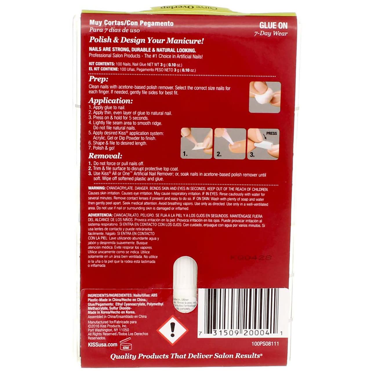 KISS 100 Tips, Long Length, Curve Overlap 1 ea (Pack of 5)