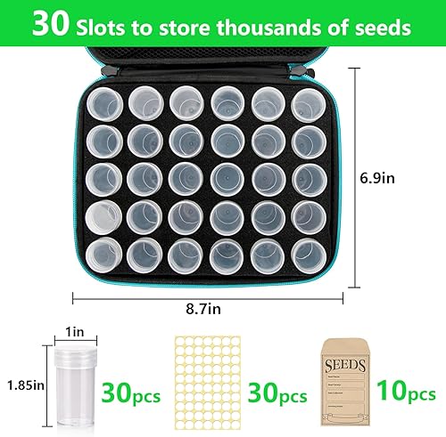 Miniatura 2 de Caja organizadora de semillas de 30 ranuras, contenedores de semillas de primera calidad para varios tamaños, semillas de jardín de verduras y