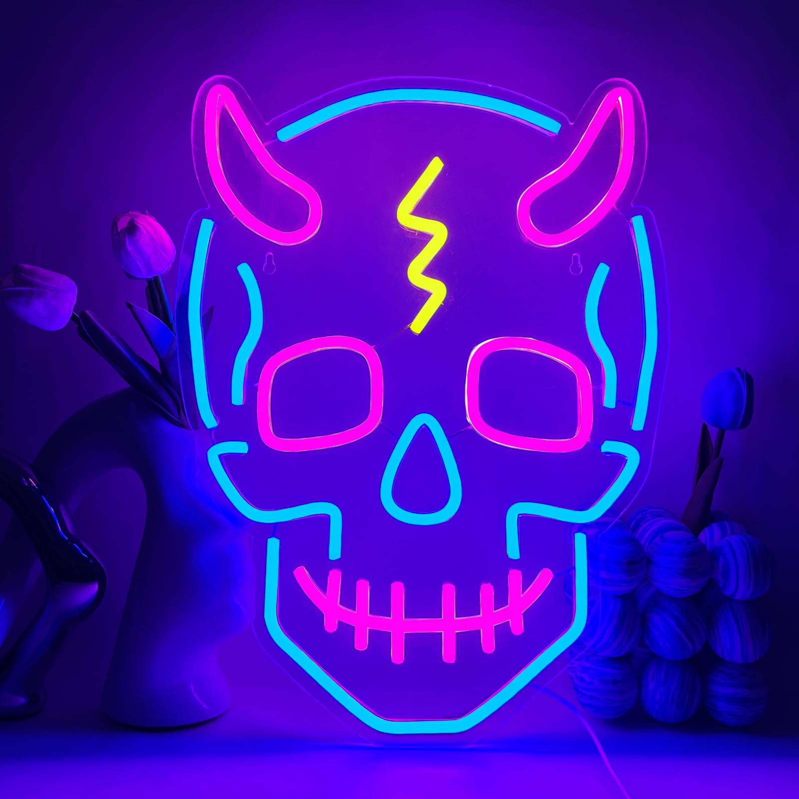 Arazzo Parete Teschio Blacklight - Decorazione UV Reattiva Elegante