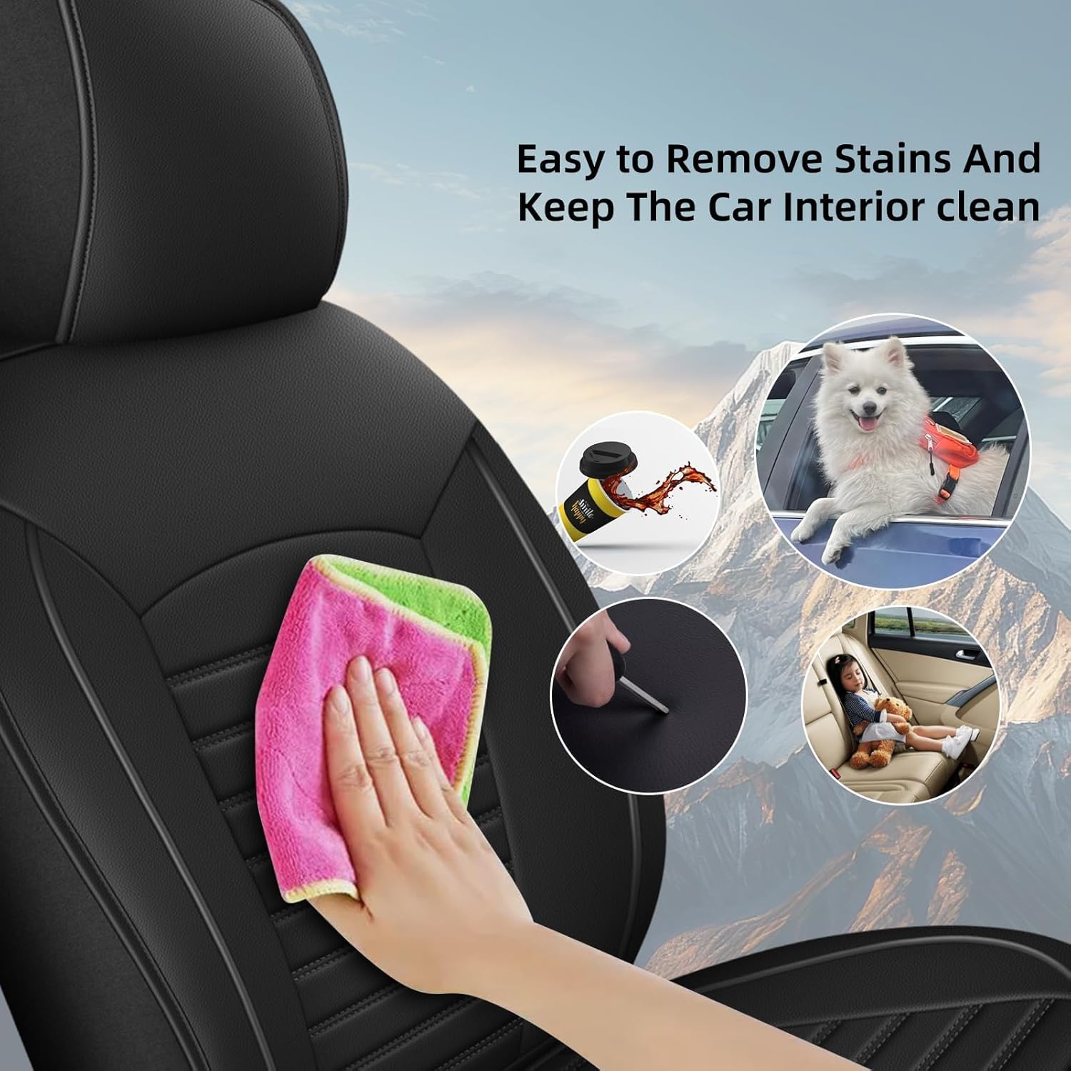 1:1 Custom Full Set Car Seat Covers Fit for Subaru Crosstrek 2013-2024 2025 Premium Waterproof Leather Car Seat Protectors Airbag Compatible(5 Seats,Black)