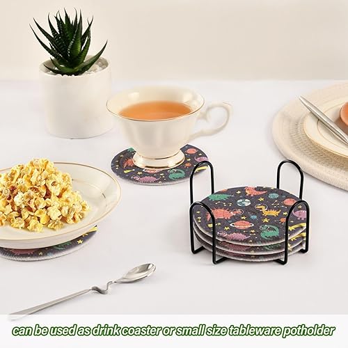 Miniatura 6 de Coasters and Holder Set of 6 Coasters for Coffee Table Table Cup Coasters Porta Vasos para Mesas Adorable Dinos