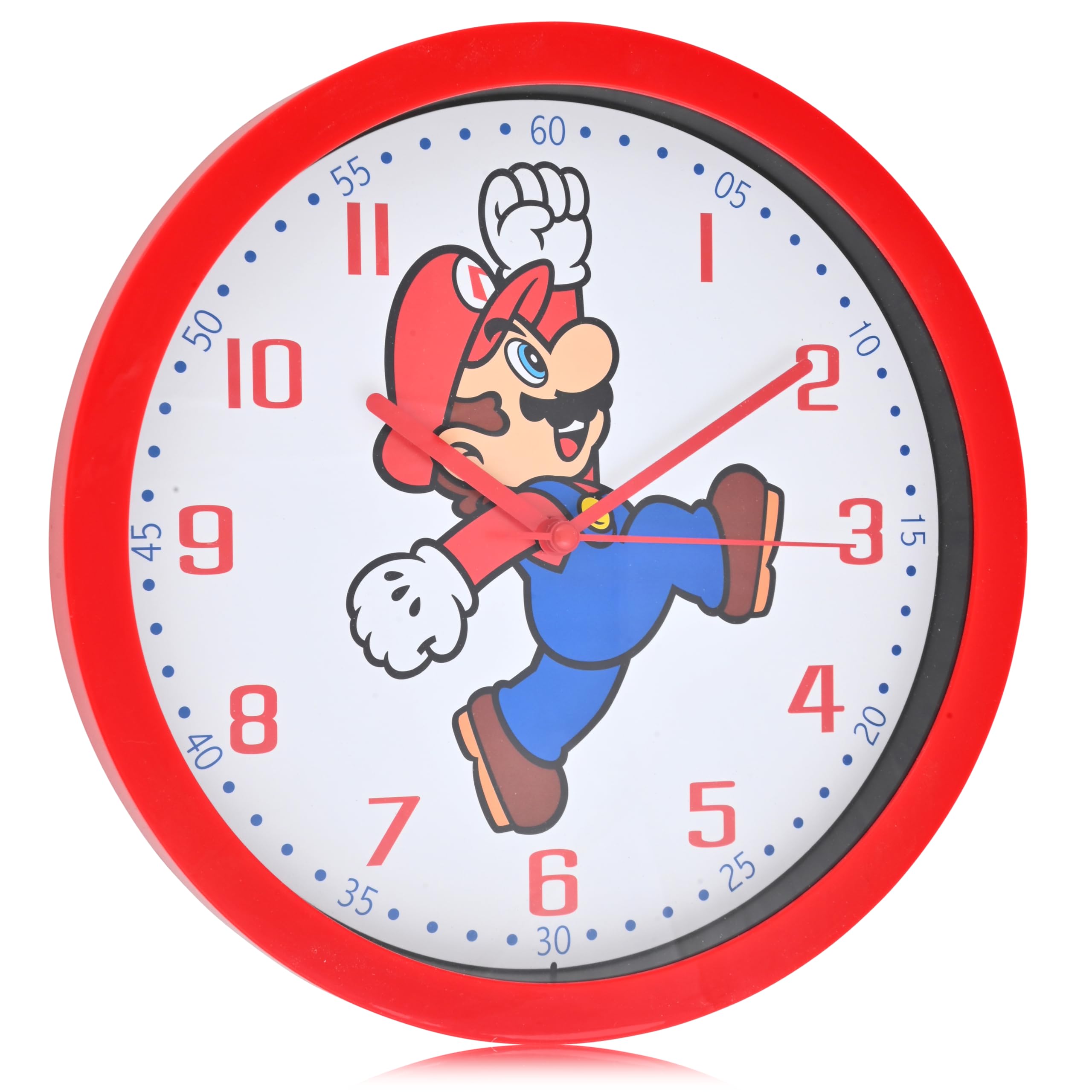 Accutime Mario Kids Wall Clock - 12-inch Analog Clock for Kids, Battery Operated Colorful Clock - Cordless Kids Clock, Modern Classroom Clock/School Clock - Fun & Magical Time Telling for Kids