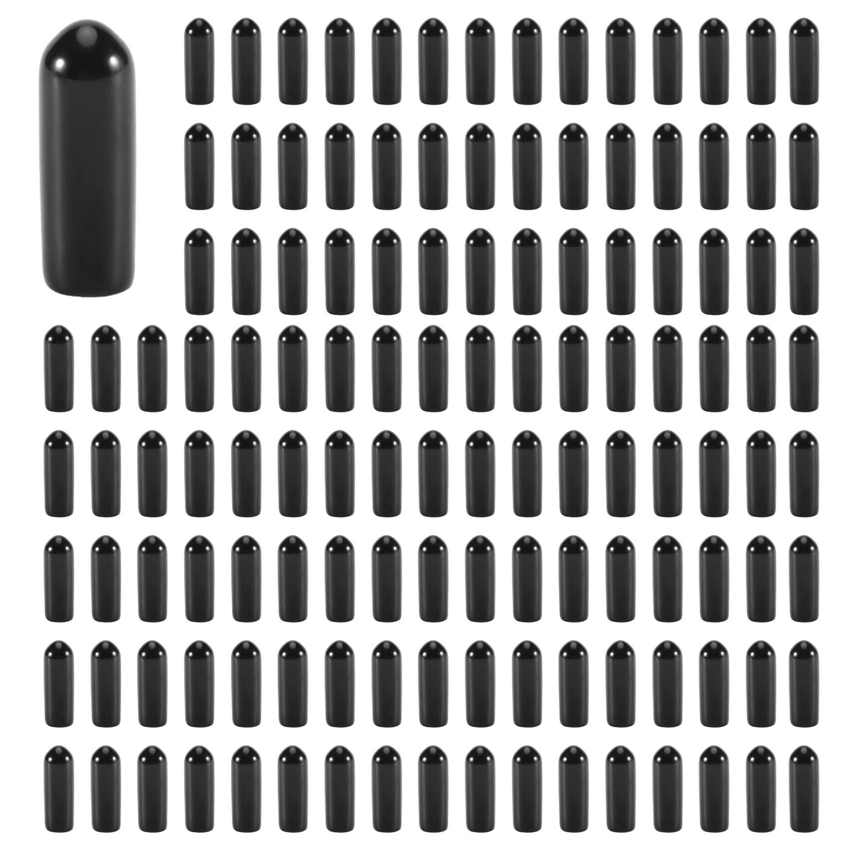 Jnchdghwa 600Pcs Rubber End Caps 4Mm ID PVC Round Tube Bolt Cap Cover Thread Protectors Black