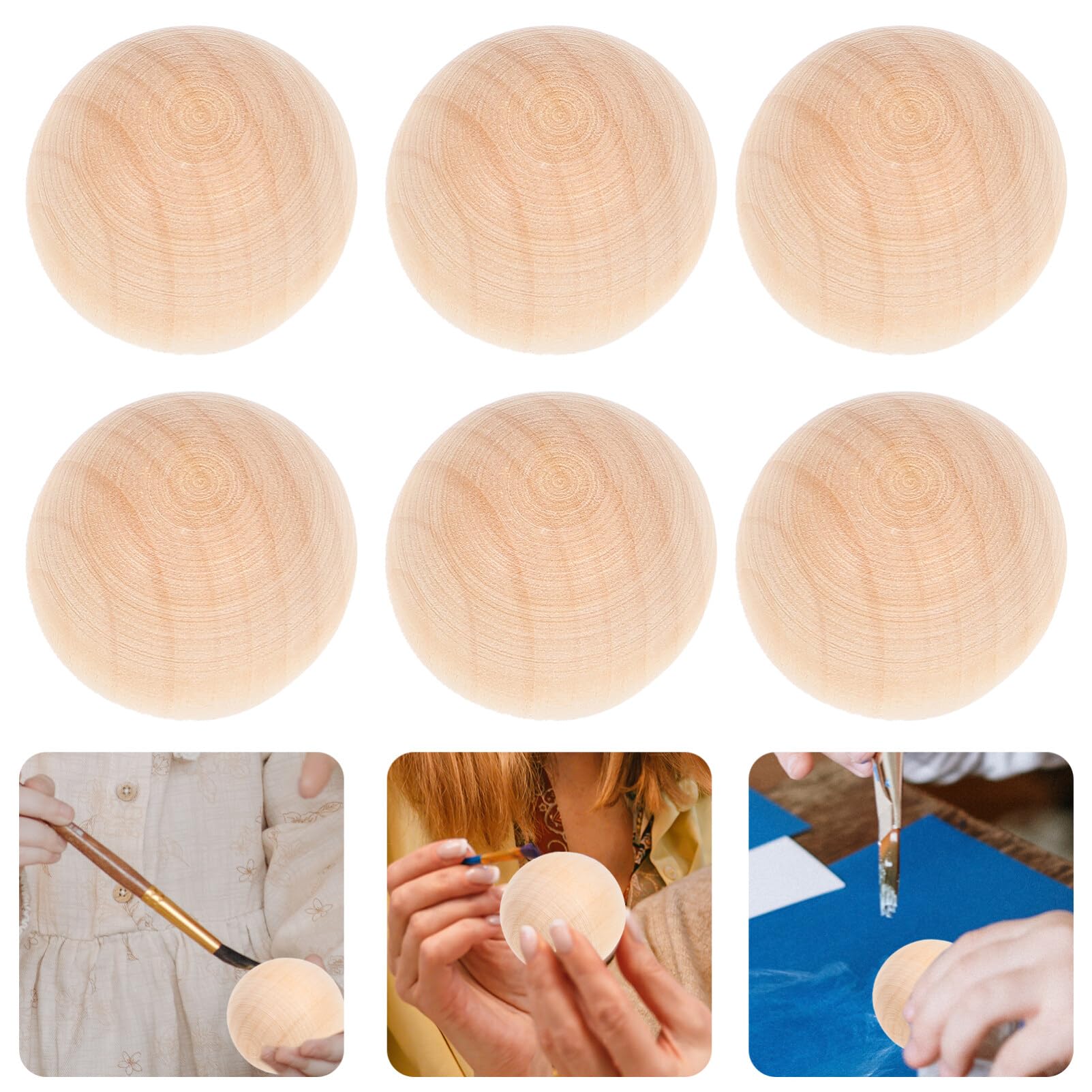 EXCEART 30 Stück Runde Holzperlen Ohne Loch – 30 Mm, Aus Lotusholz, Zum Bemalen Und Basteln