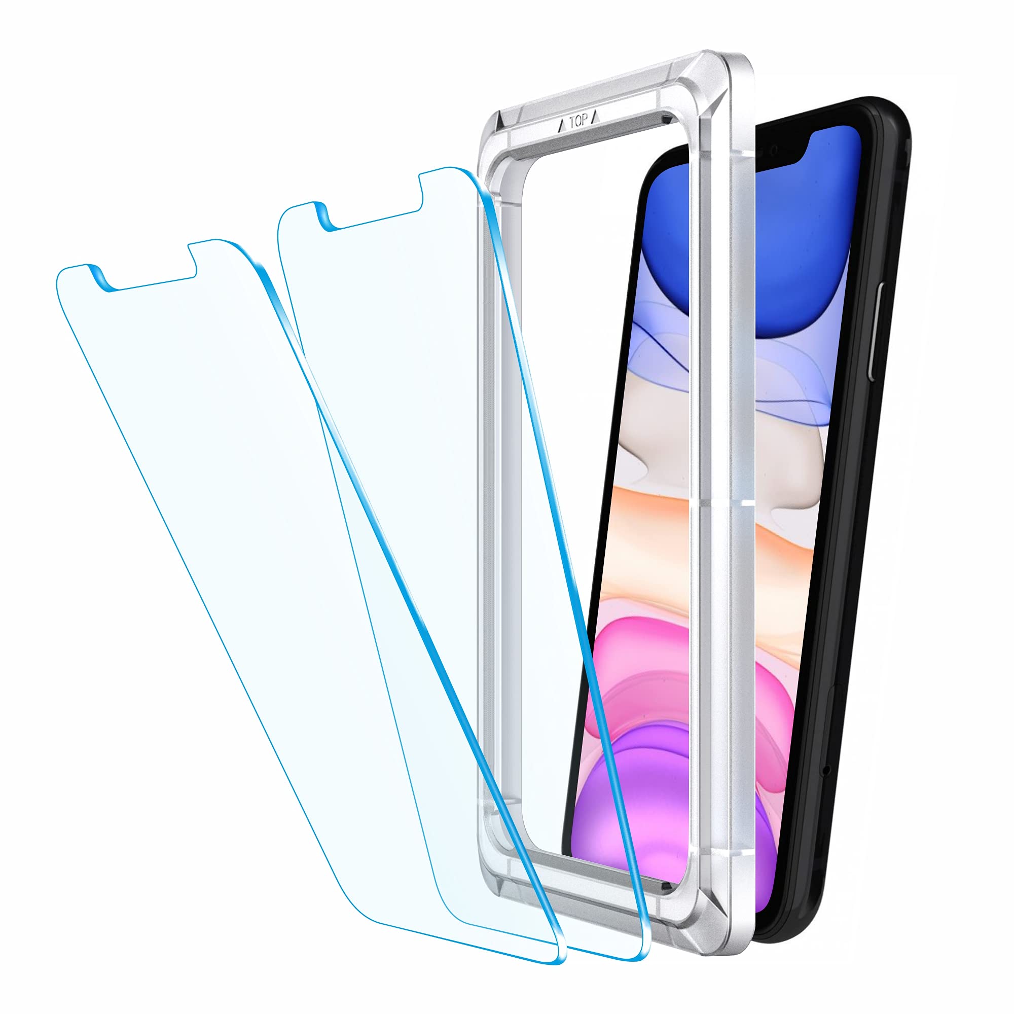 Sponsored Ad - Affix 2 Pack for iPhone 11 and iPhone XR Tempered Glass, Screen Protector Guard with Auto-Align Installation Tool, 9H Hardness Shatterproof, HD Clear Scratch Resistant