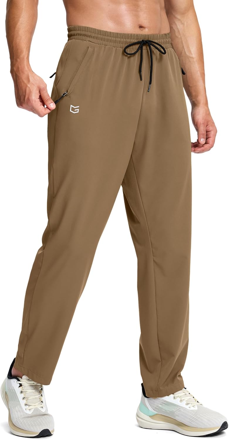 G Gradual Men's Lightweight Pants with 3 Zipper Pockets Athletic Workout Sweatpants Quick Dry Running Hiking Pants for Men