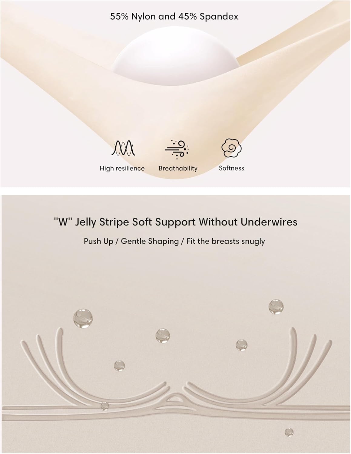 Wireless Bras for Women No Underwire Seamless Push Up Bra Soft V Neck Full Coverage Everyday Bra with Extender